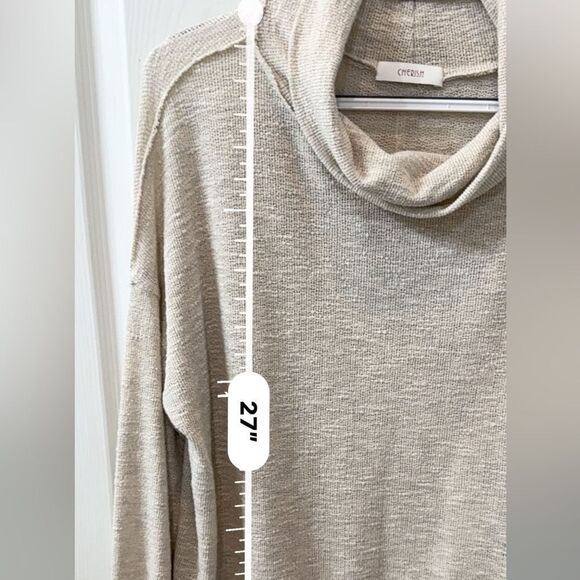 Cherish Apparel oversized, raw hem, cowl neck oatmeal colored top size Med - Picture 8 of 14